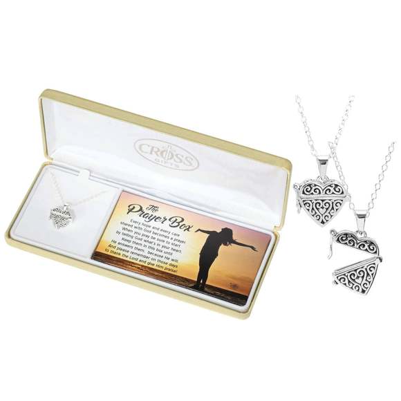 Cross Gifts Jewelry Heart Shape Prayer Box Necklace In Deluxe Gift